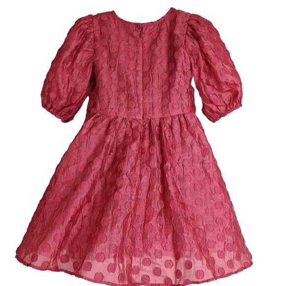 Rachel Parcell Little Girls Red Polka Dot Puff Sleeve Dress Size 5 Back Zip - Picture 2 of 10
